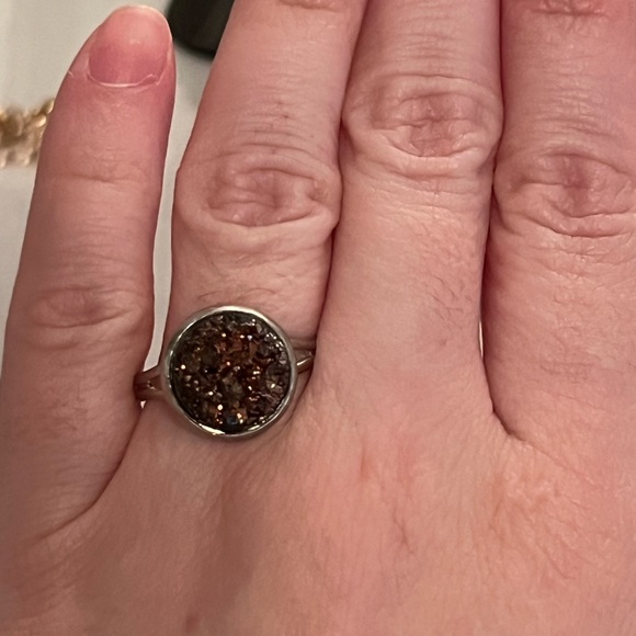 Brown Druzy Adjustable Ring - Picture 3 of 4